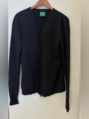 Lothlorian Possum Fur & Merino Wool Black V-Neck Button Down Cardigan Sz:M